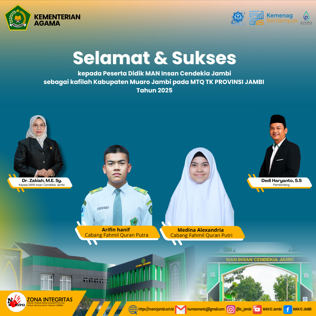 Dua Siswa MAN IC Jambi Siap Berlomba di MTQ TK Provinsi Jambi 2025