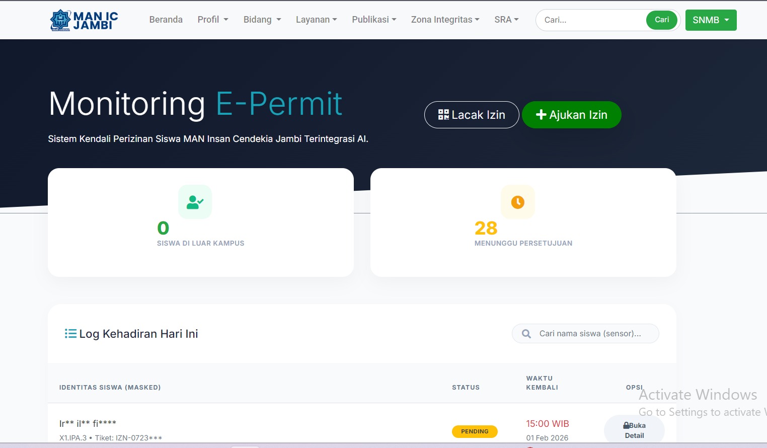 E-Permit: Terobosan Digital MAN Insan Cendekia Jambi Wujudkan Layanan Perizinan Modern dan Transparan