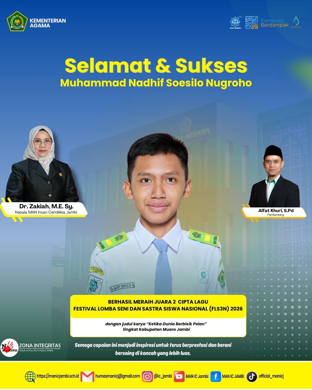 Muhammad Nadhif Soesilo Nugroho Siap Berlaga pada Cabang Cipta Lagu FLS3N Tingkat Provinsi Jambi 2026