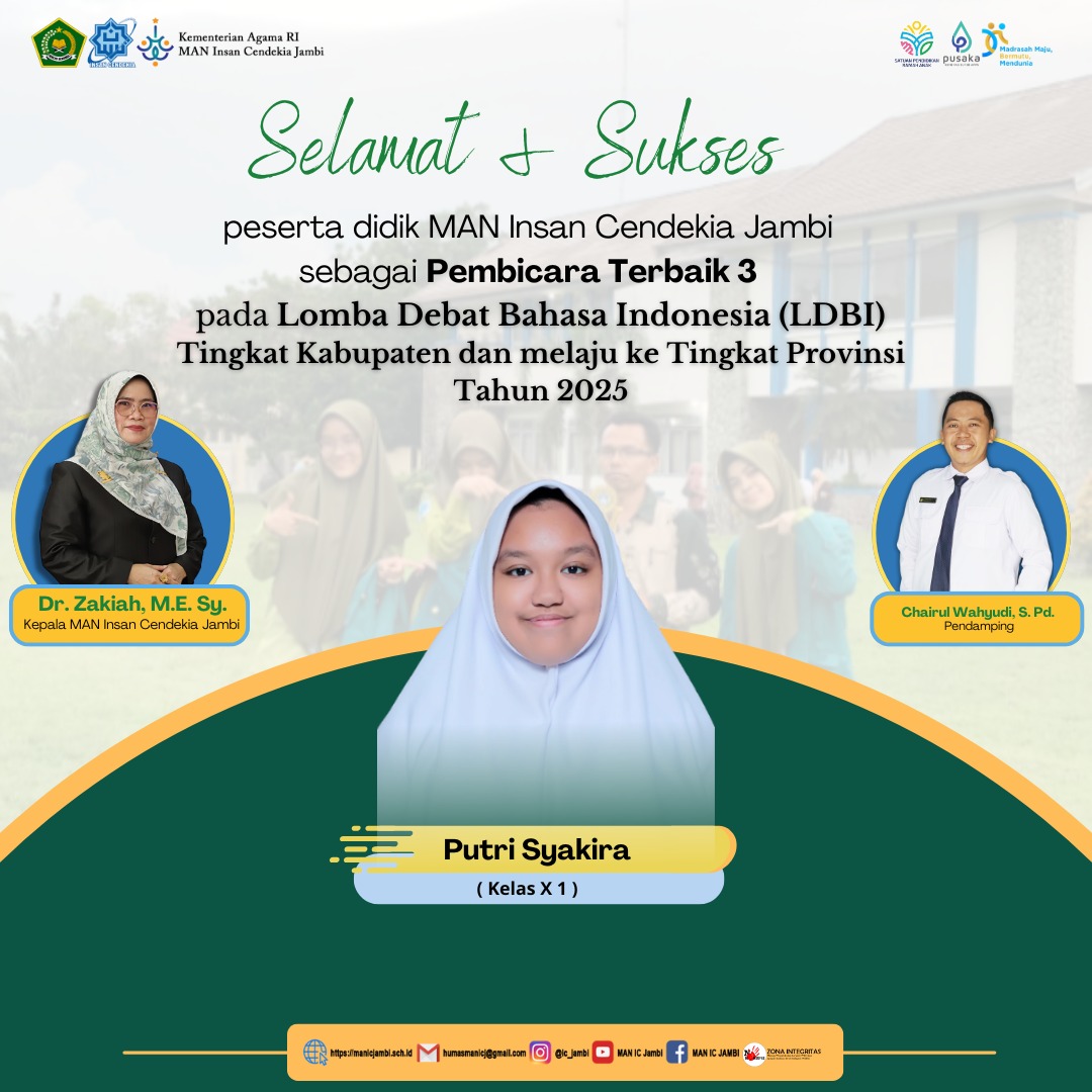 Putri Syakira Raih Pembicara Terbaik III LDBI Kabupaten Muaro Jambi 2025