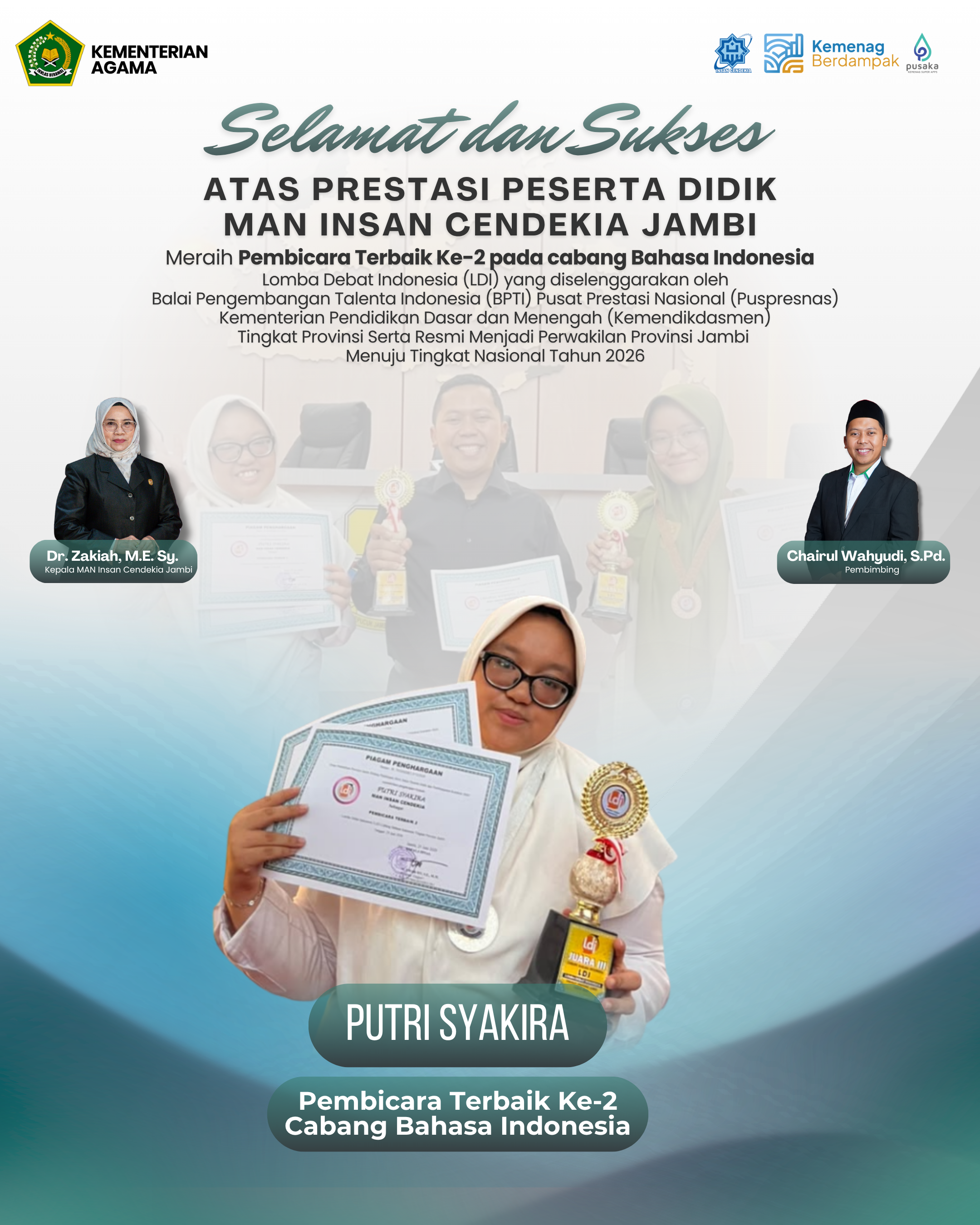Putri Syakira Raih Predikat Pembicara Terbaik Ke-2 LDI Bahasa Indonesia, Siap Wakili Jambi di Tingkat Nasional