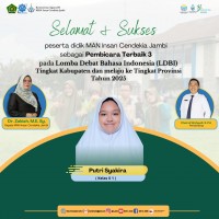 Putri Syakira Raih Pembicara Terbaik III LDBI Kabupaten Muaro Jambi 2025