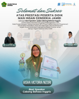 Siswi MAN Insan Cendekia Jambi Raih Best Speaker LDI Bahasa Inggris, Siap Harumkan Nama Jambi di Tingkat Nasional