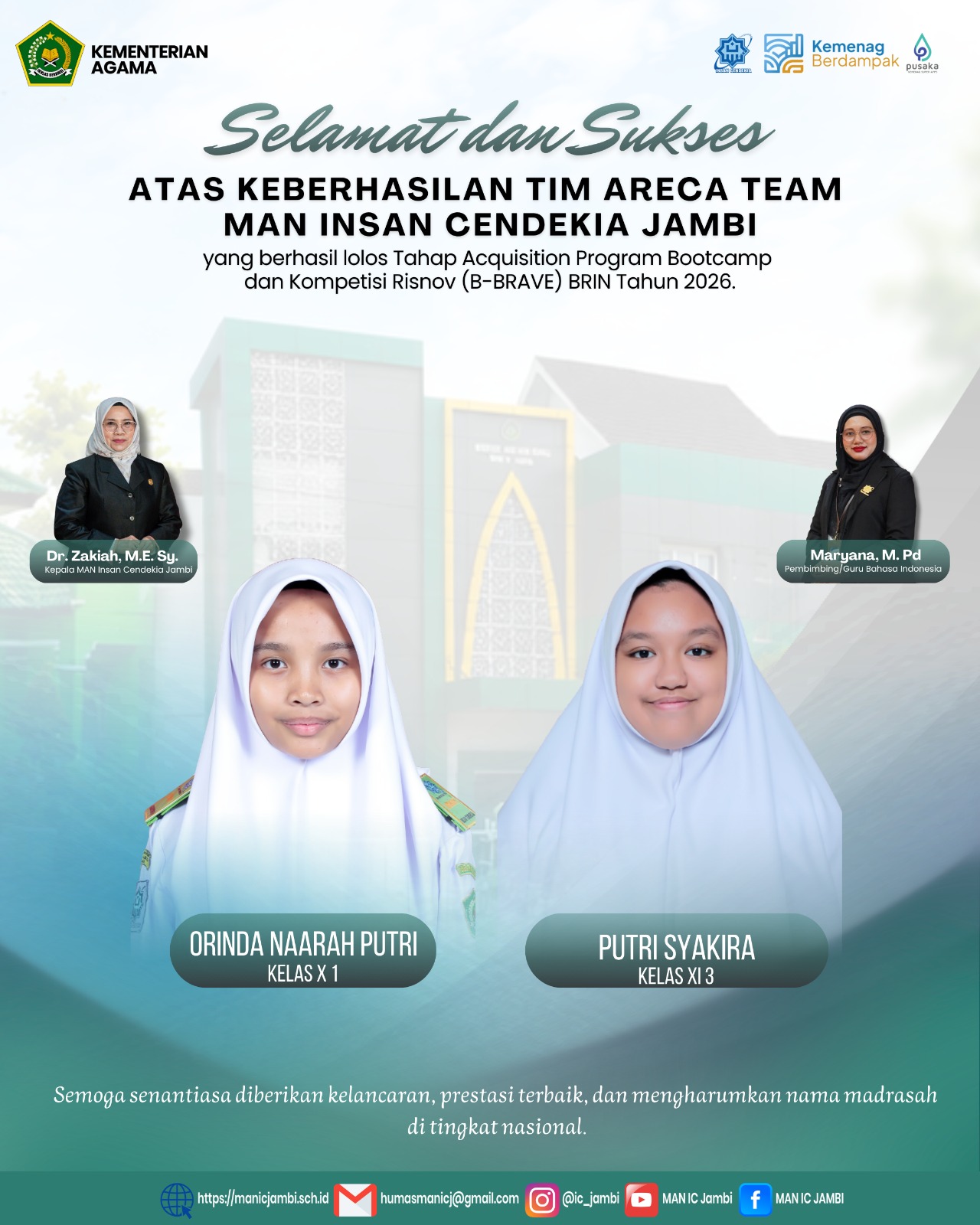 Tim Riset MAN IC Jambi Lolos Seleksi Tahap Acquisition B-BRAVE BRIN 2026