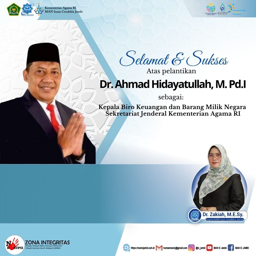 Selamat & Sukses atas dilantiknya Dr. Ahmad Hidayatullah, M. Pd.I Kepala Biro Keuangan dan Barang Milik Negara Sekretariat Jenderal Kementerian Agama RI